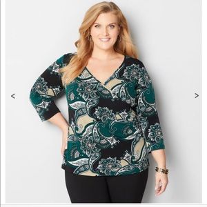 Teal print blouse EUC 22/24